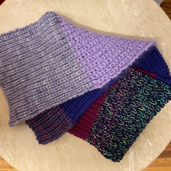 Hand Knit Chunky Scarf, Purple Tones - Picture 6 of 6